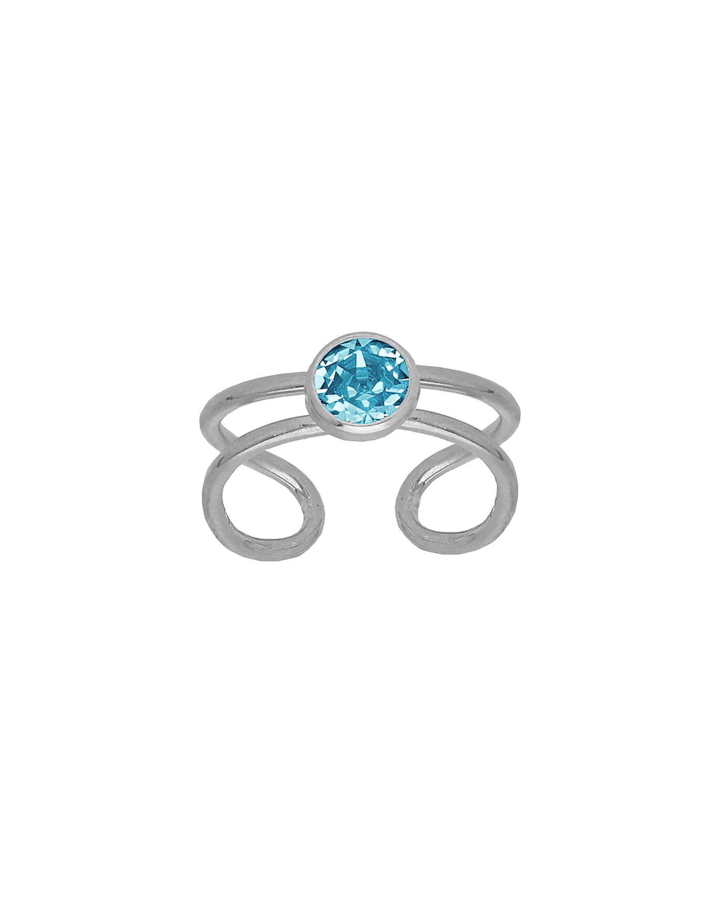 Anillo ajustable Bom Dia con 7mm cristal en Plata baño Rodio