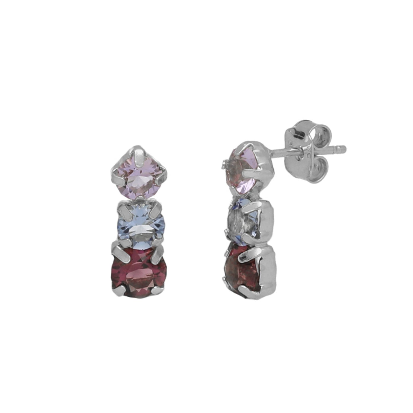 Pendientes cortos Velvet cristal multicolor en Plata