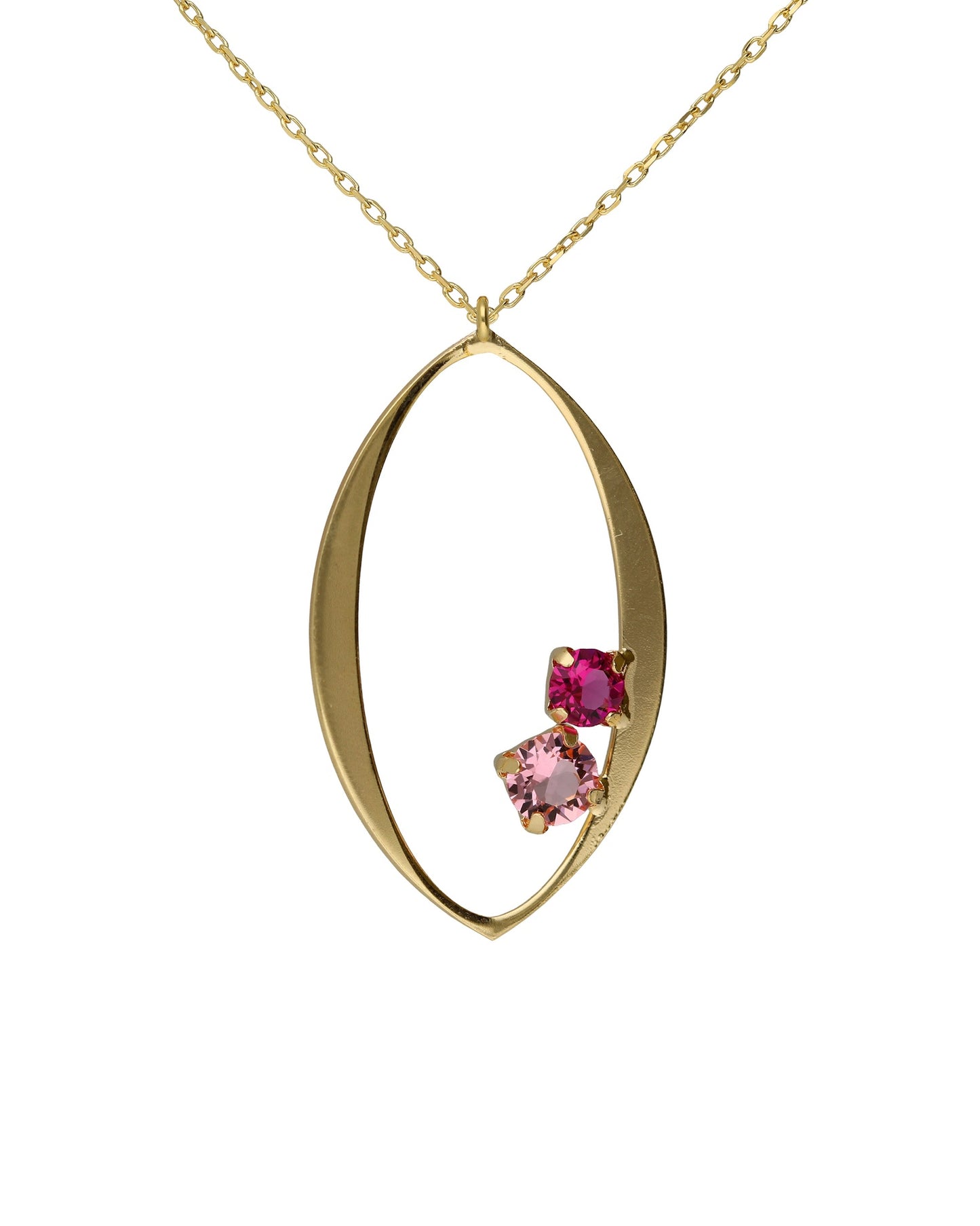Collar largo Alpina con cristales rosas en Plata baño Oro