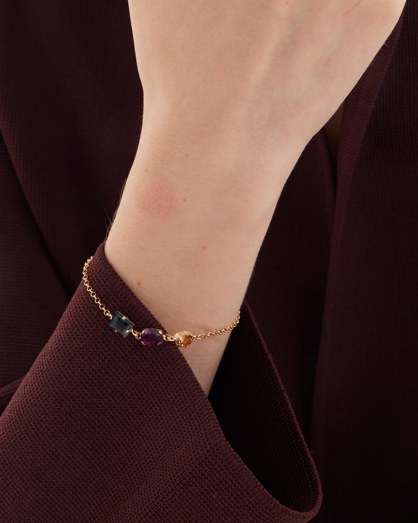 Pulsera Borea con cristal multicolor en Plata baño Oro