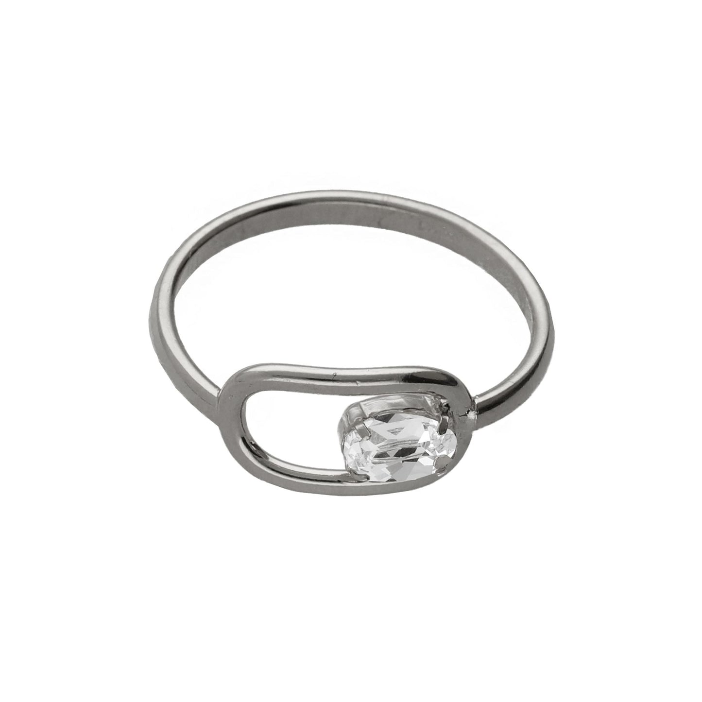 Anillo cerrado óvalo Buenos Días con cristal en Plata