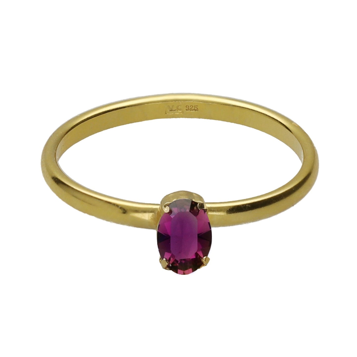 Anillo ajustable Cinnamon oval cristal en Plata baño Oro