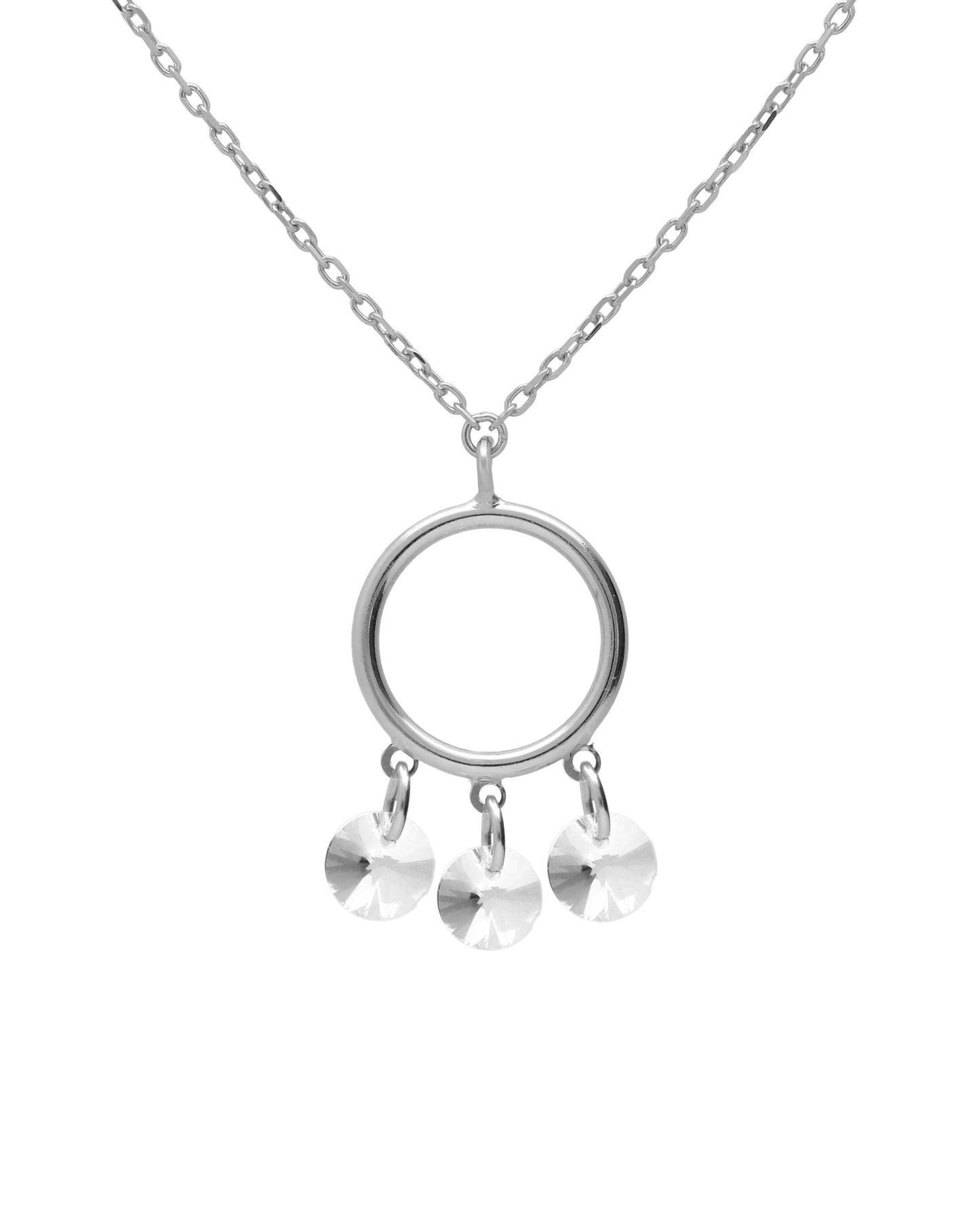 Collar corto Muse círculo con cristal blanco en Plata