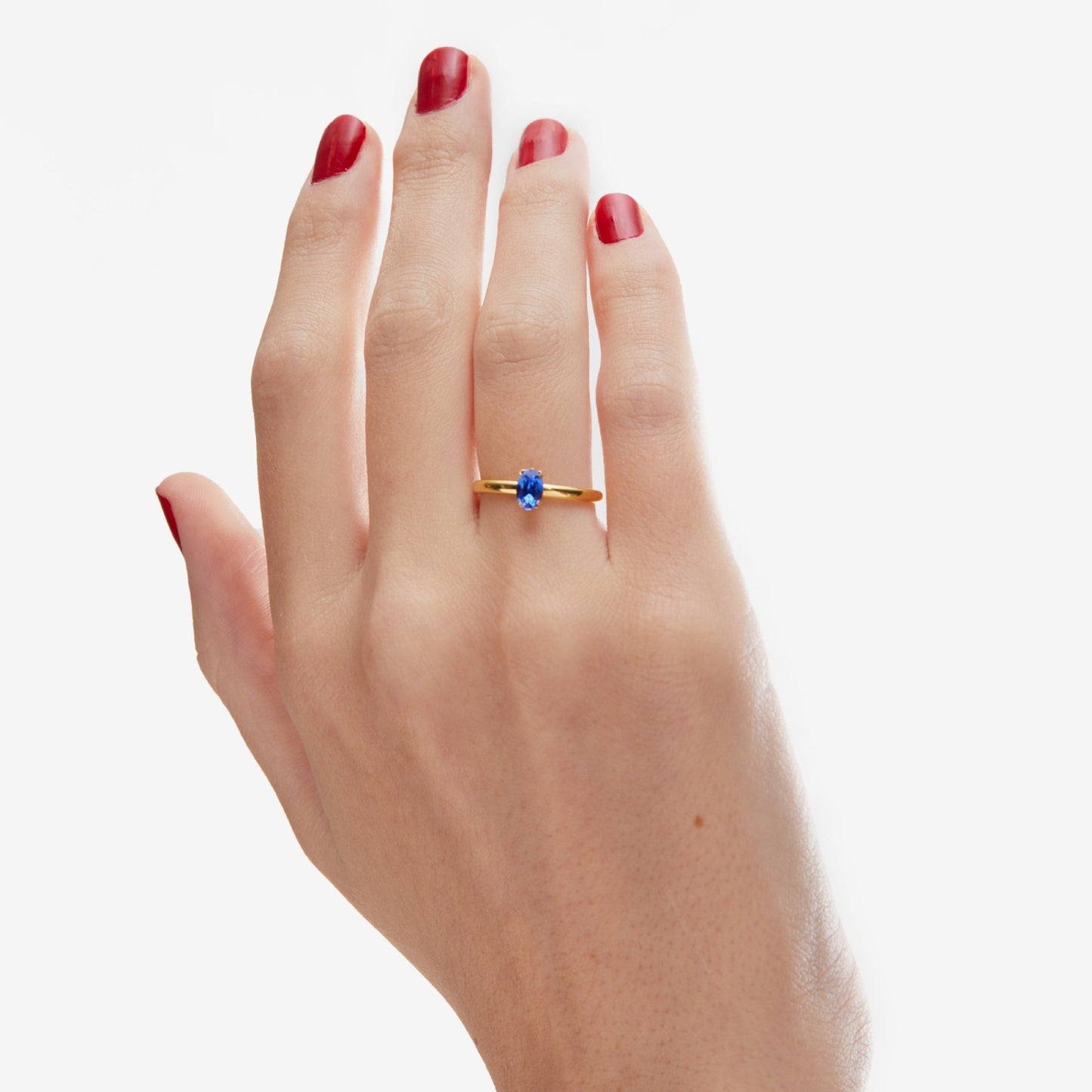 Anillo ajustable Cinnamon oval cristal en Plata baño Oro