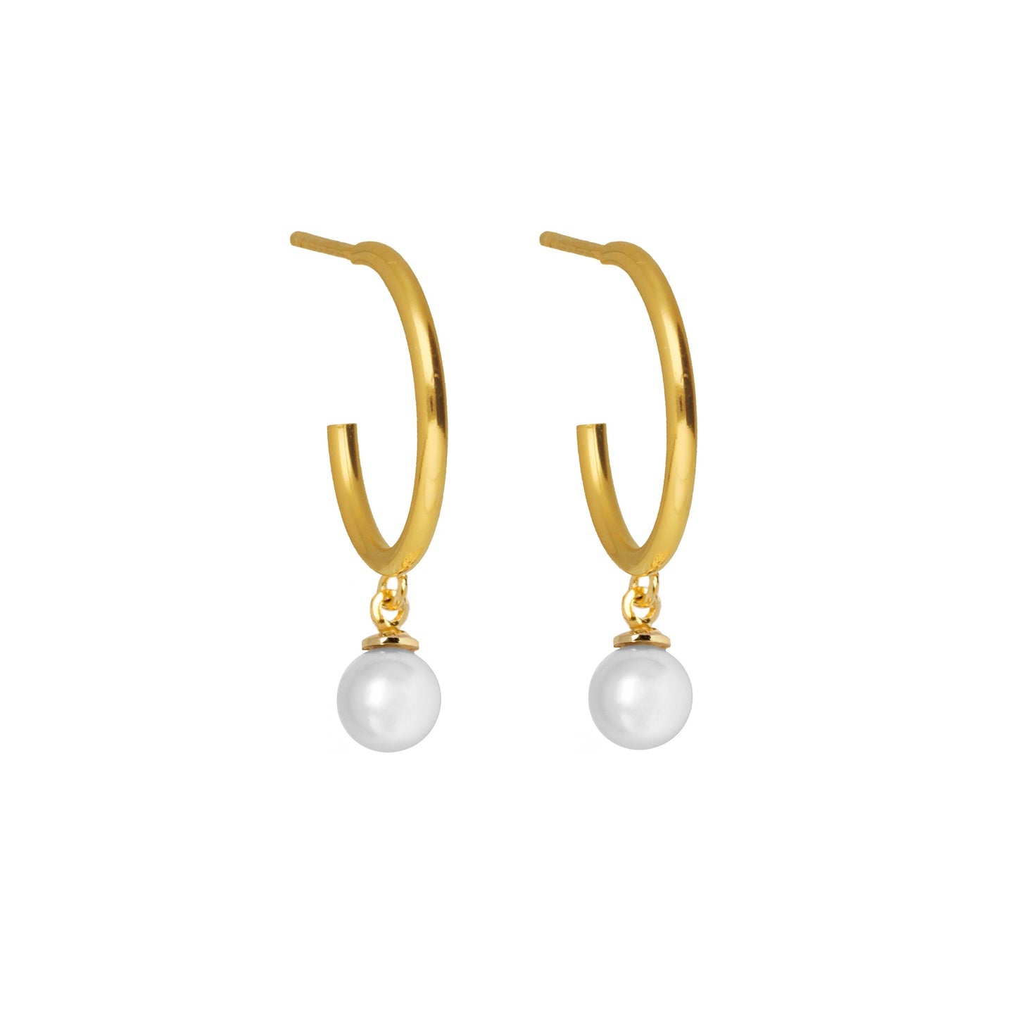 Pendientes aro Je T´Aime perla en Plata