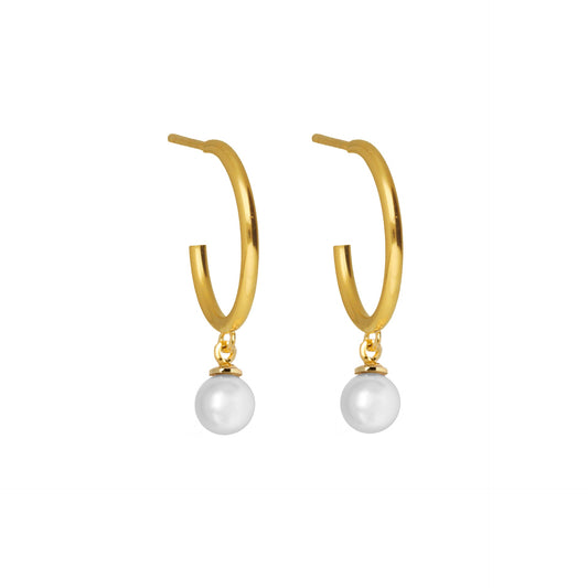 Pendientes aro Je T´Aime perla en Plata