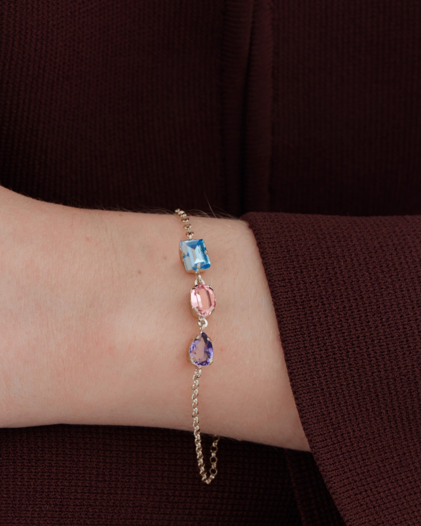 Pulsera Borea con cristal multicolor en Plata baño Rodio
