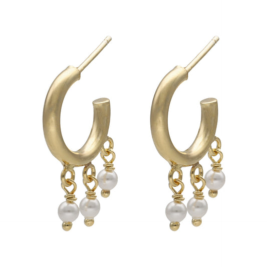 Pendientes aro Perlite perla en Plata