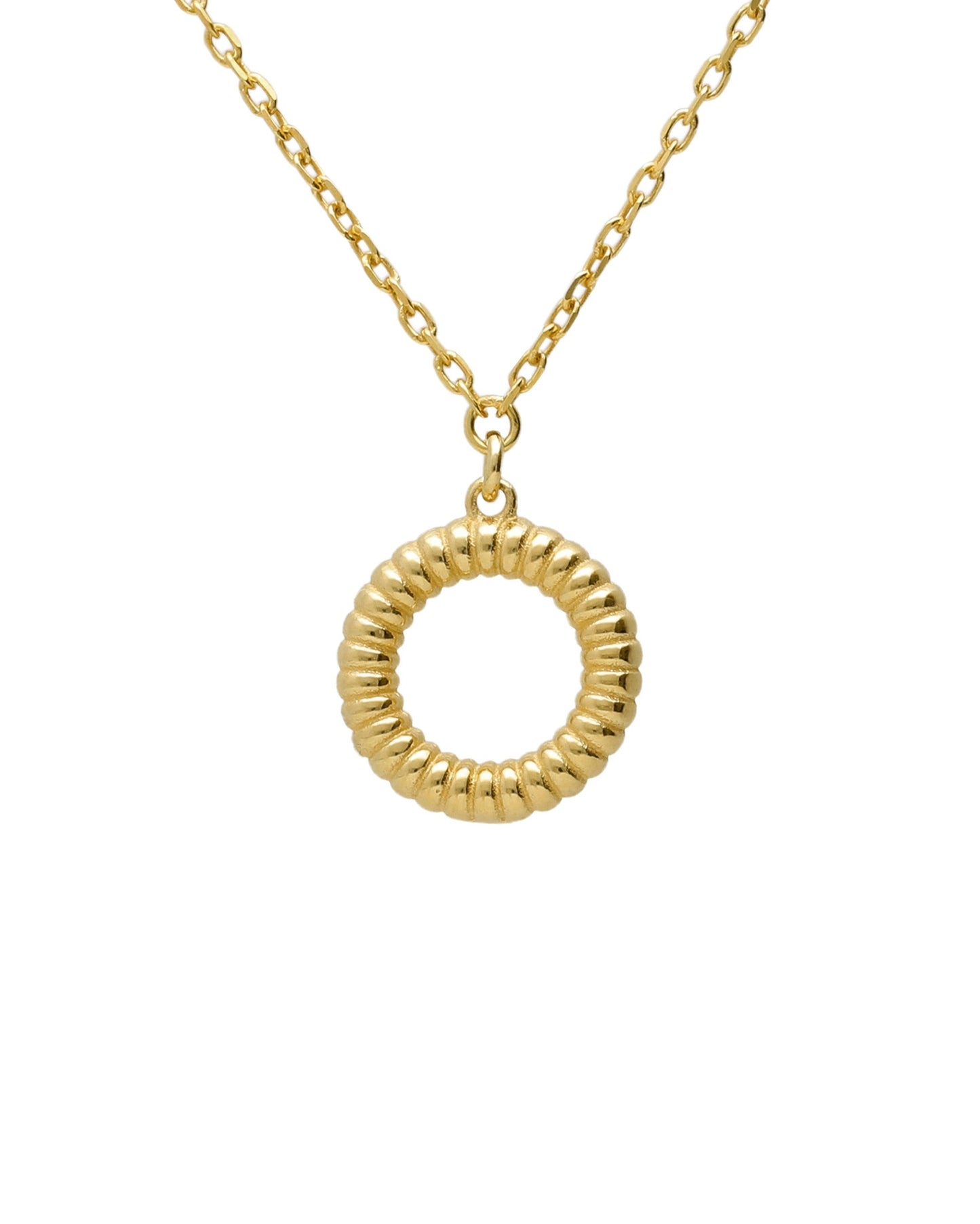 Collar corto Solene círculo textura en Plata baño Oro