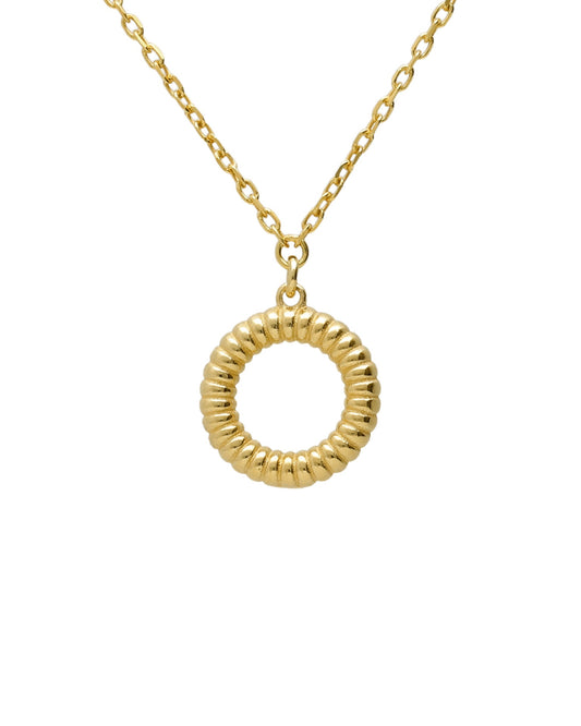 Collar corto Solene círculo textura en Plata baño Oro