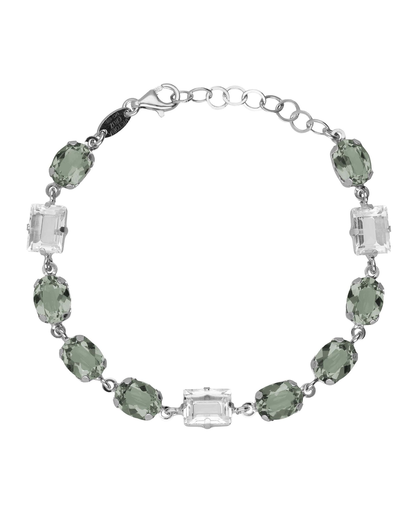Pulsera oval Ombra con cristal en Plata baño Rodio