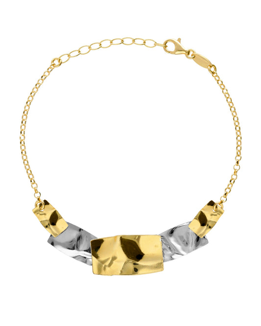 Pulsera Avenue rectángulo textura bicolor en Plata