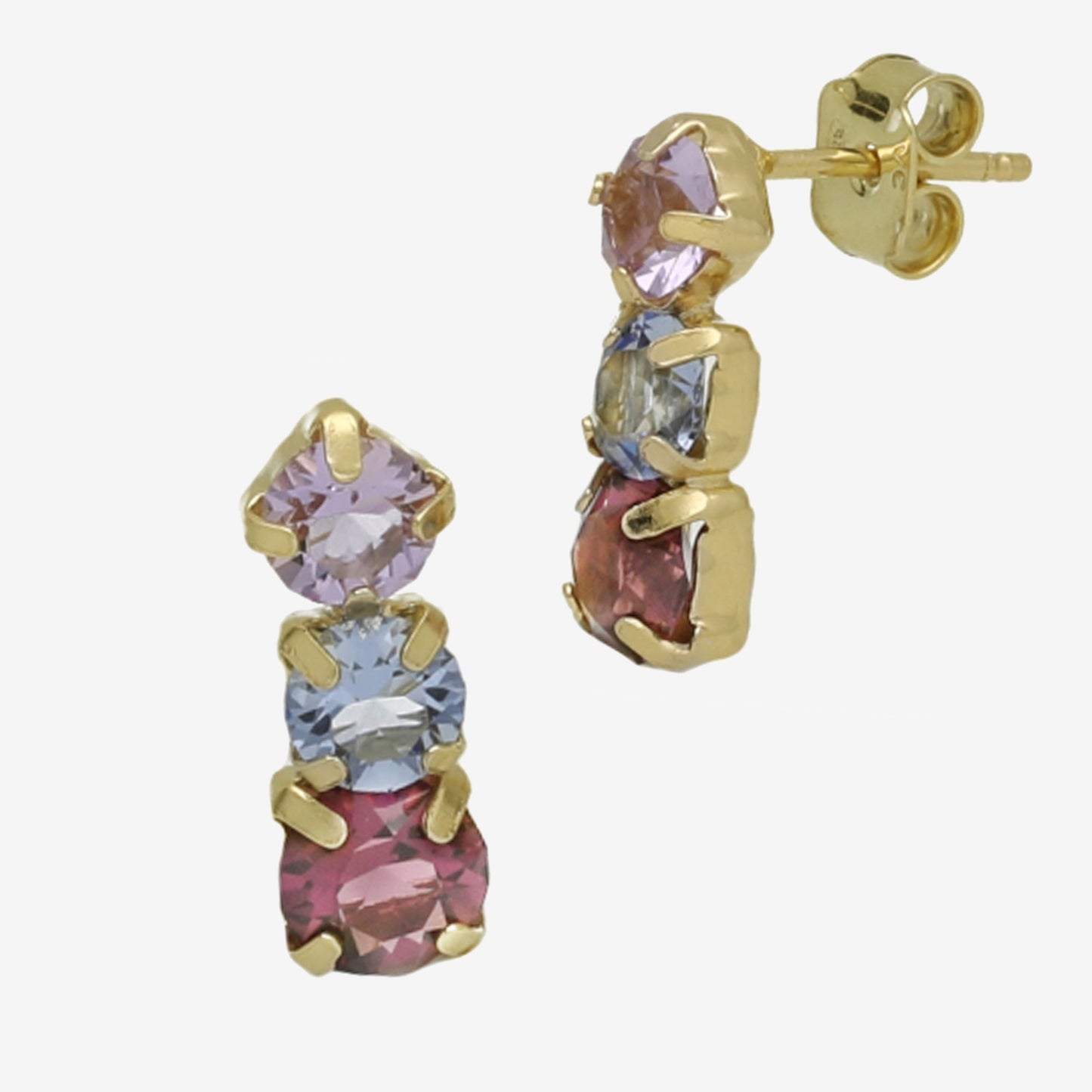 Pendientes cortos Velvet cristal multicolor en Plata