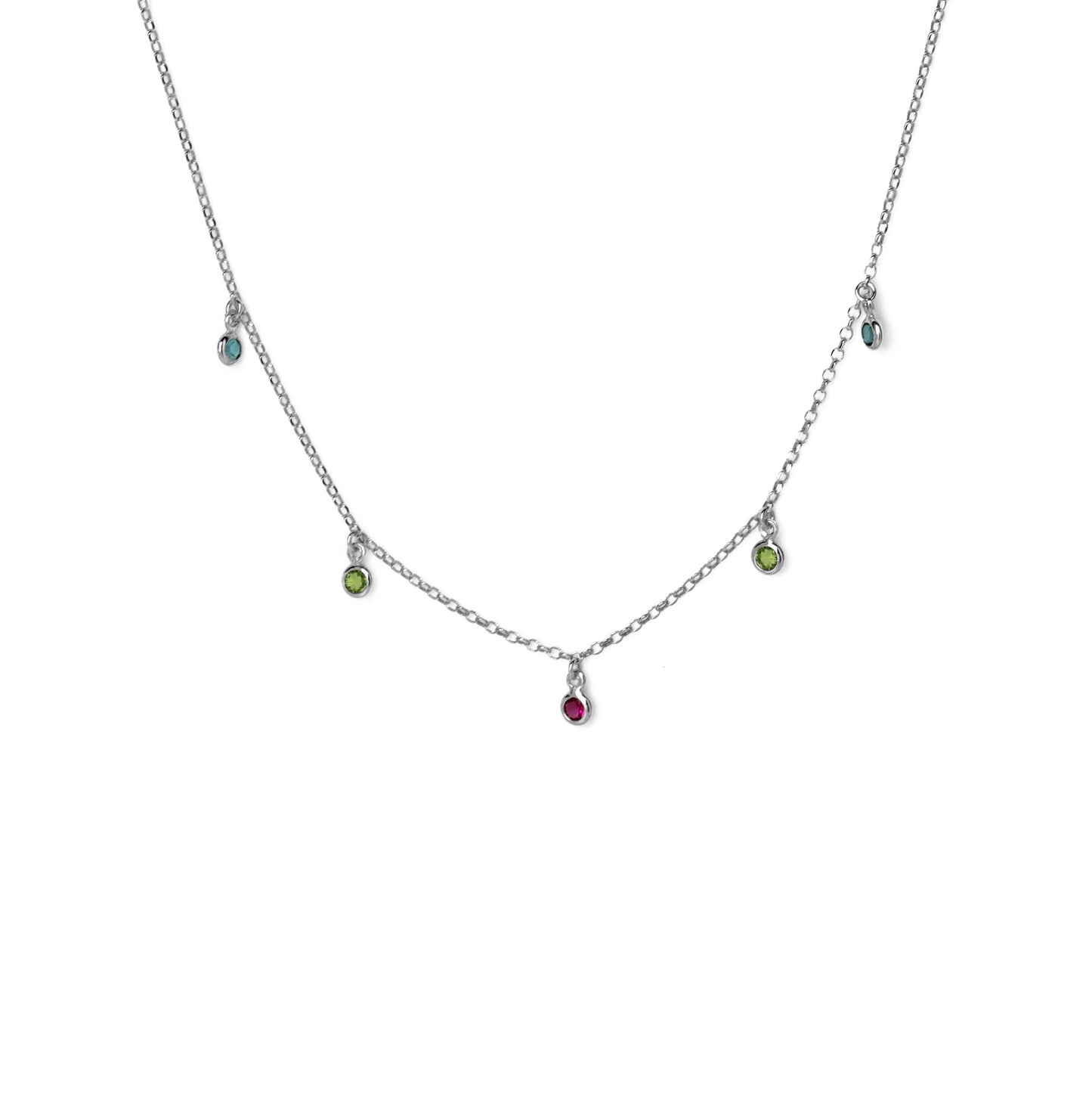 Collar corto Juliette cristal multicolor en Plata