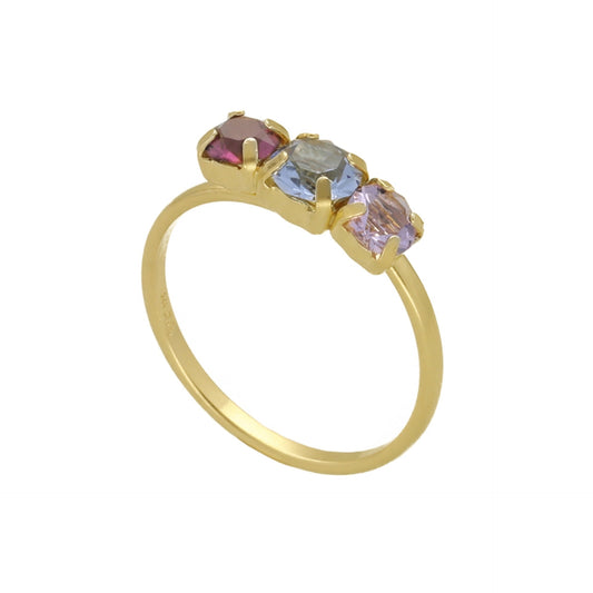 Anillo ajustable Velvet cristal multicolor en Plata