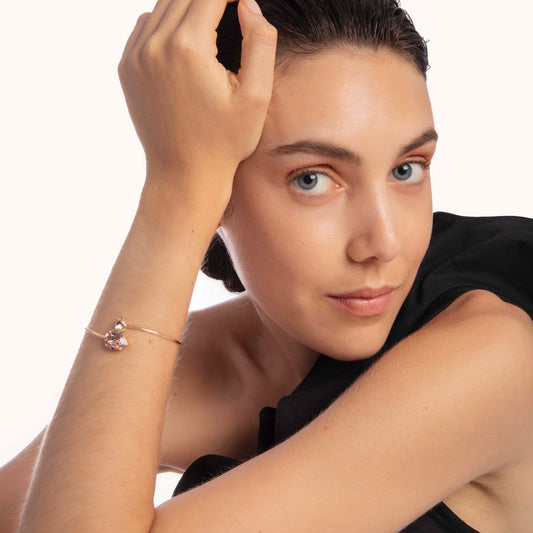 Brazalete Blooming lágrima cristal en Plata baño Oro