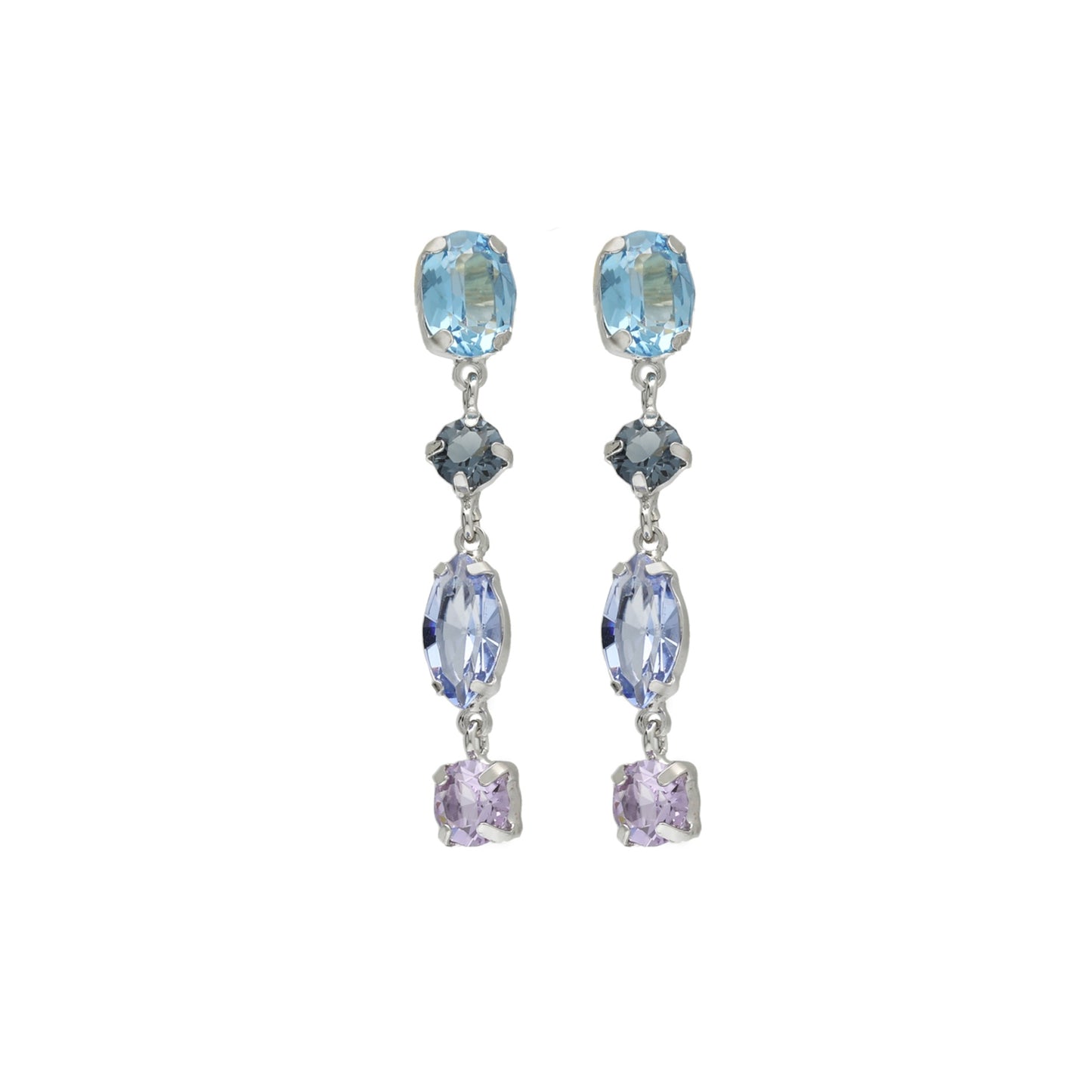 Pendientes largos Sabina cristal multicolor en Plata