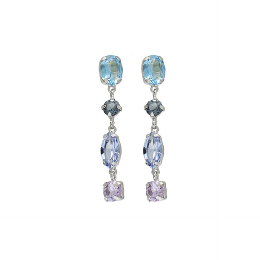 Pendientes largos Sabina cristal multicolor en Plata