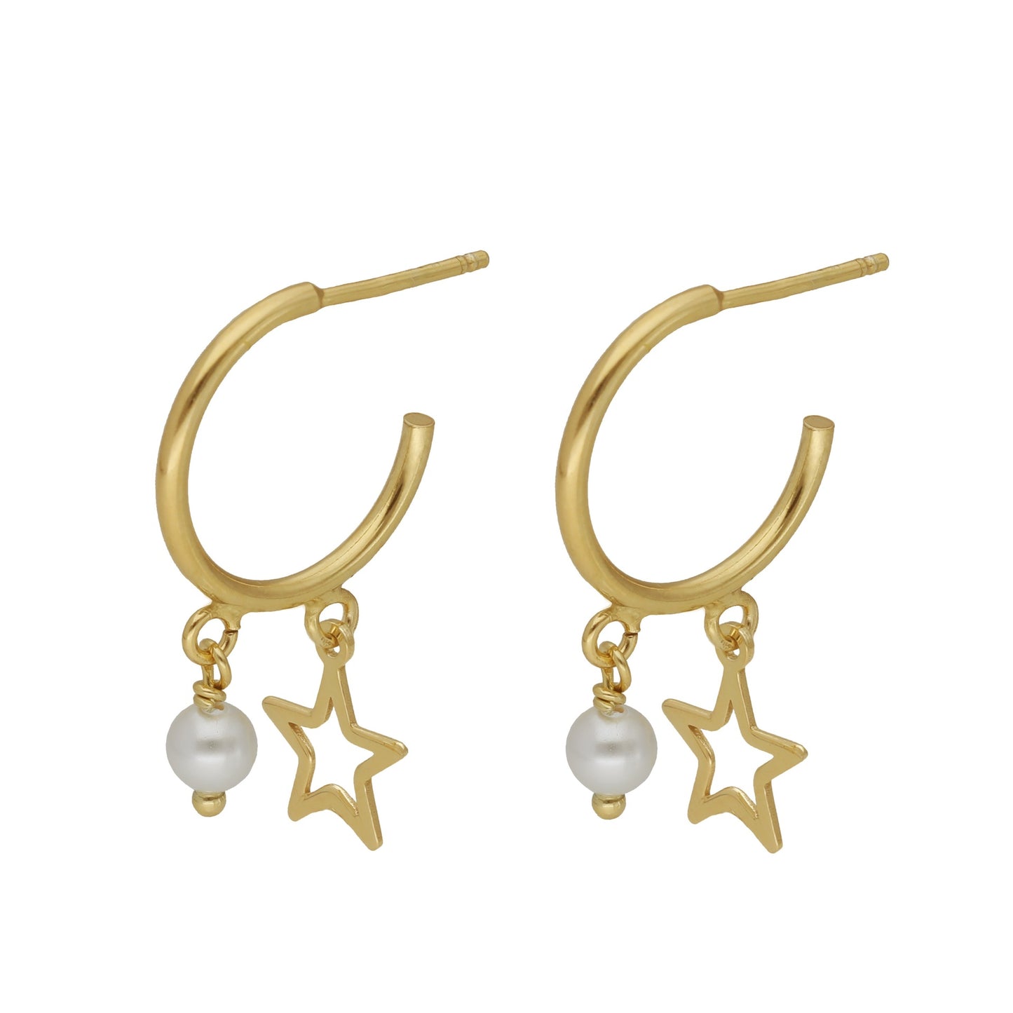 Pendientes aro Soulmate estrella perla en Plata