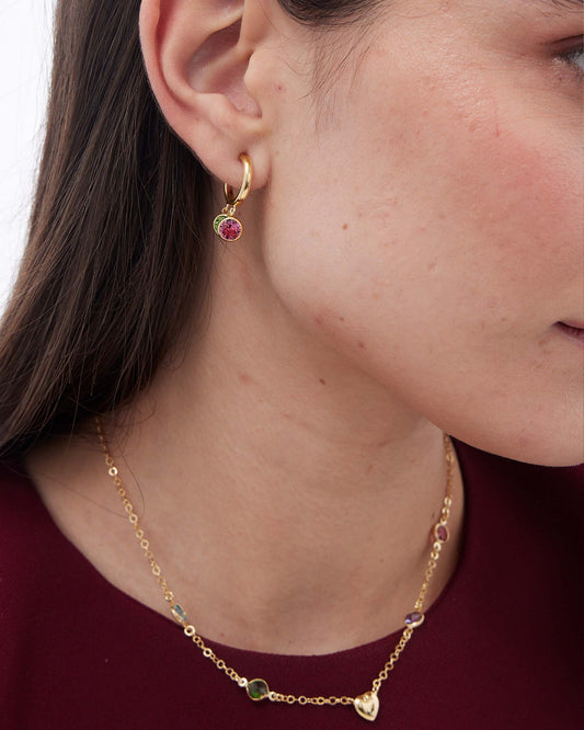 Pendientes aro Muá con cristal multicolor en plata baño oro