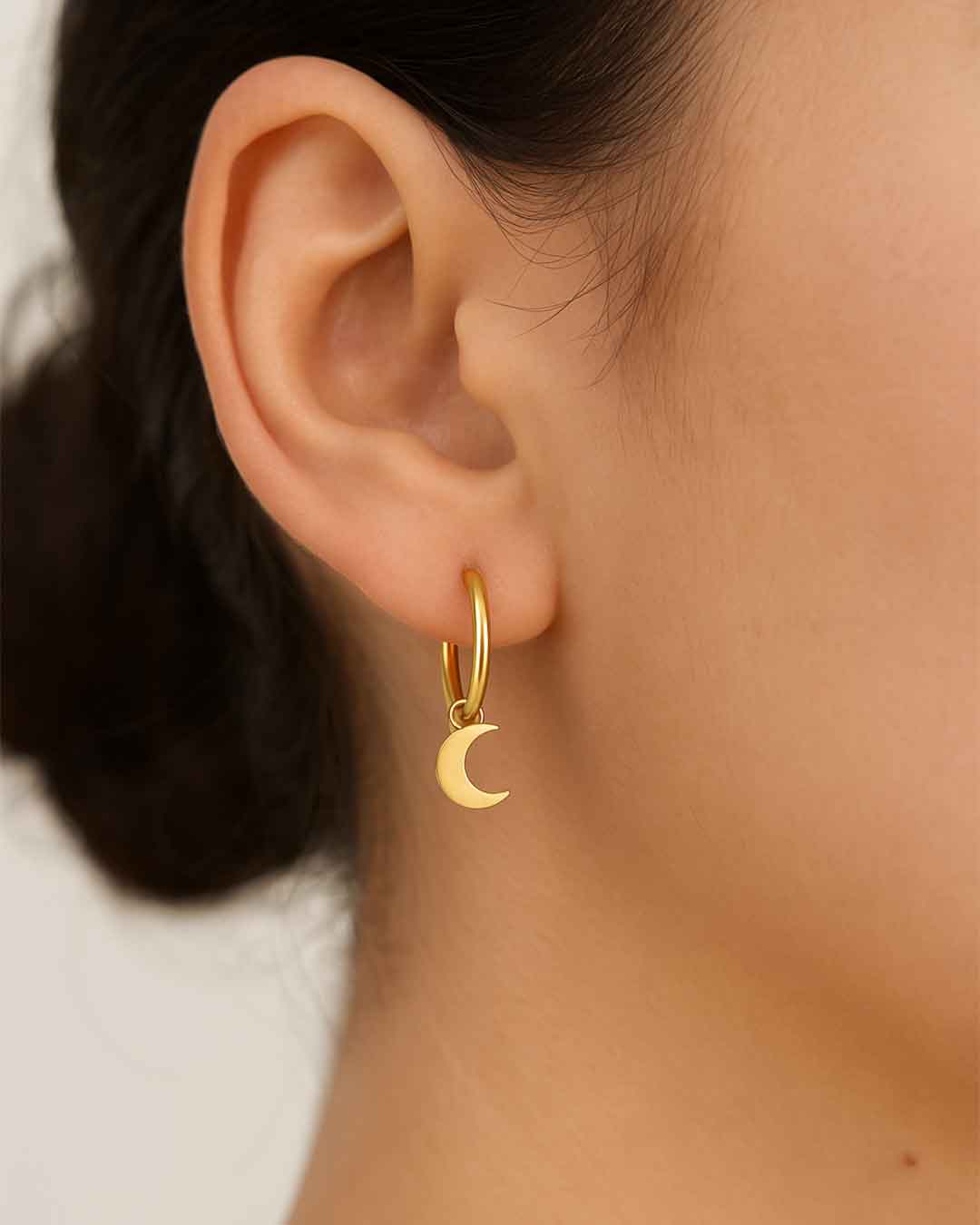 Pendientes aro luna Alpina en Plata baño Oro