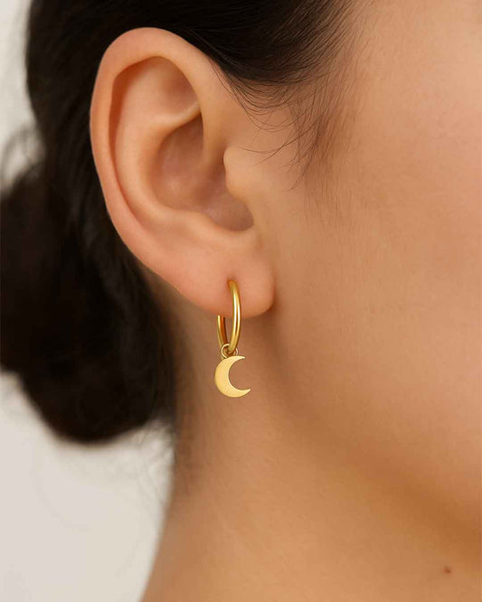 Pendientes aro luna Alpina en Plata baño Oro