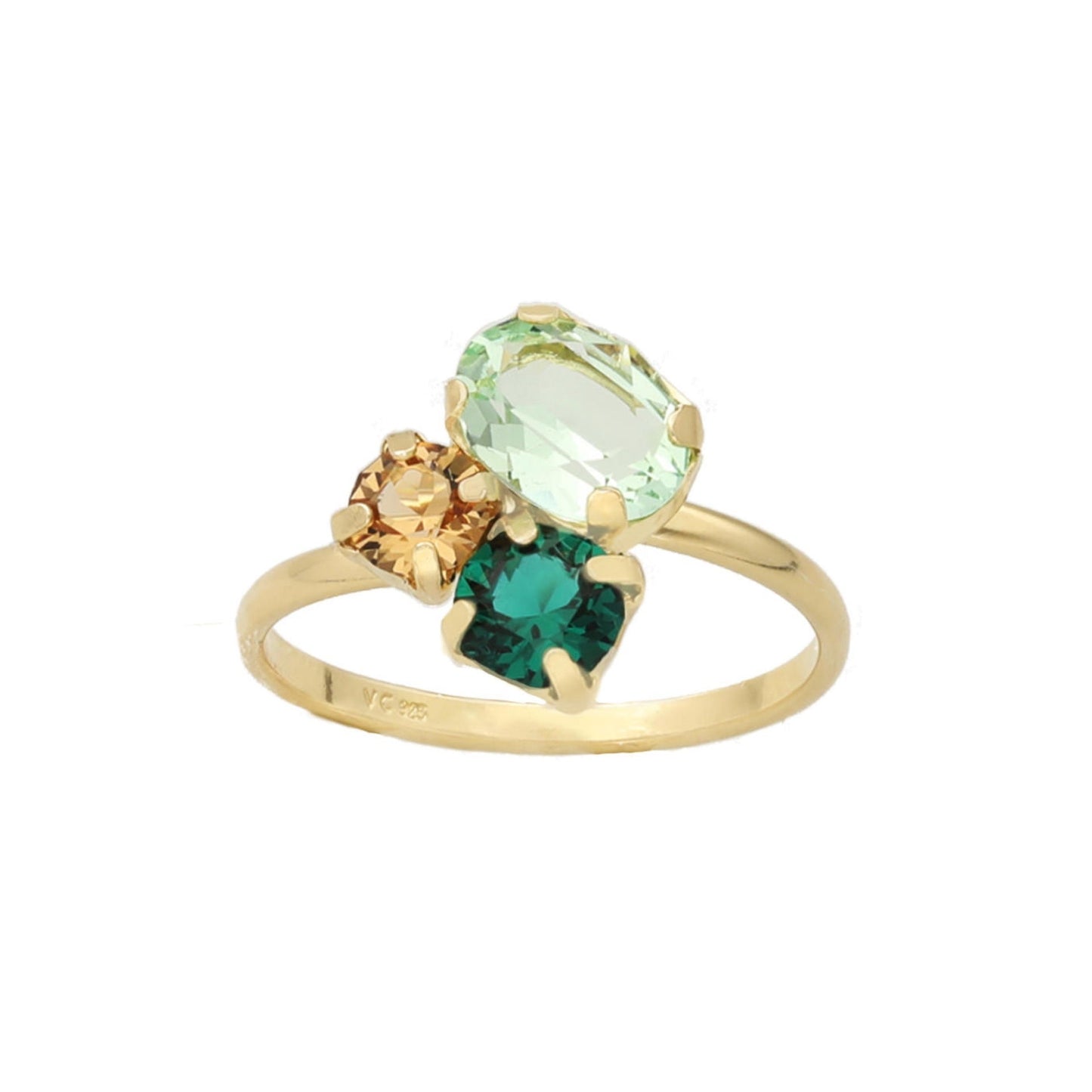 Anillo ajustable Alexandra Colourful cristal en Plata baño Oro
