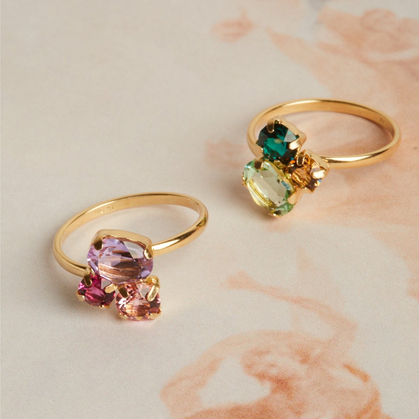 Anillo ajustable Alexandra Colourful cristal en Plata baño Oro