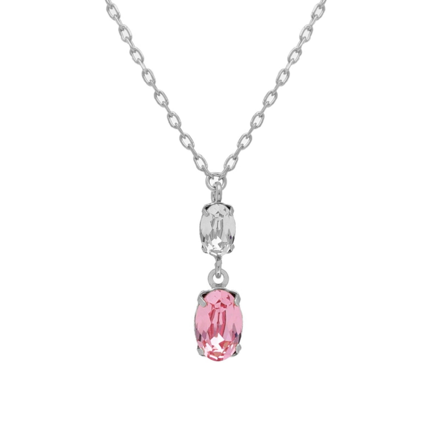Collar corto Gemma oval cristal en Plata baño rodio