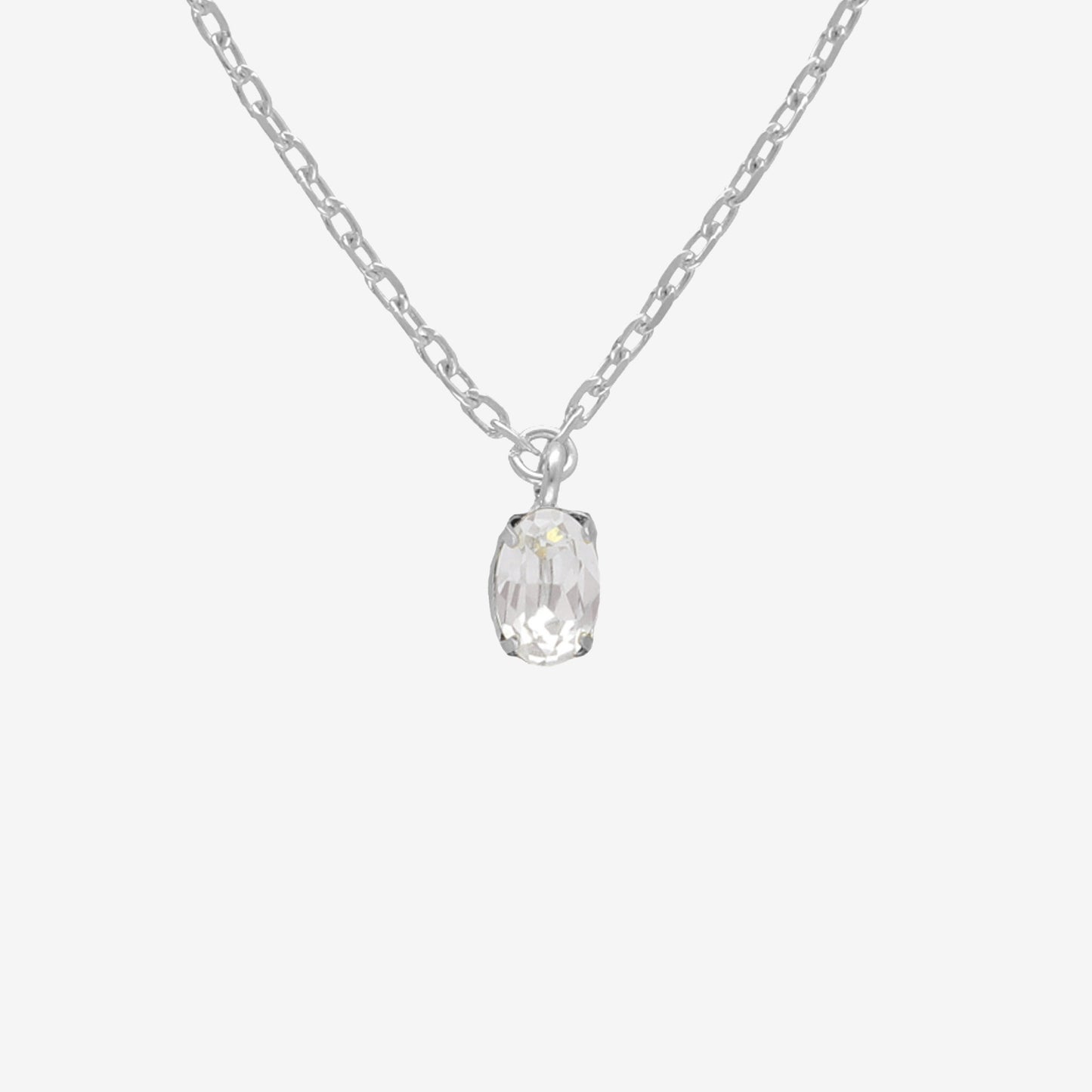 Collar corto Gemma oval cristal en Plata baño rodio
