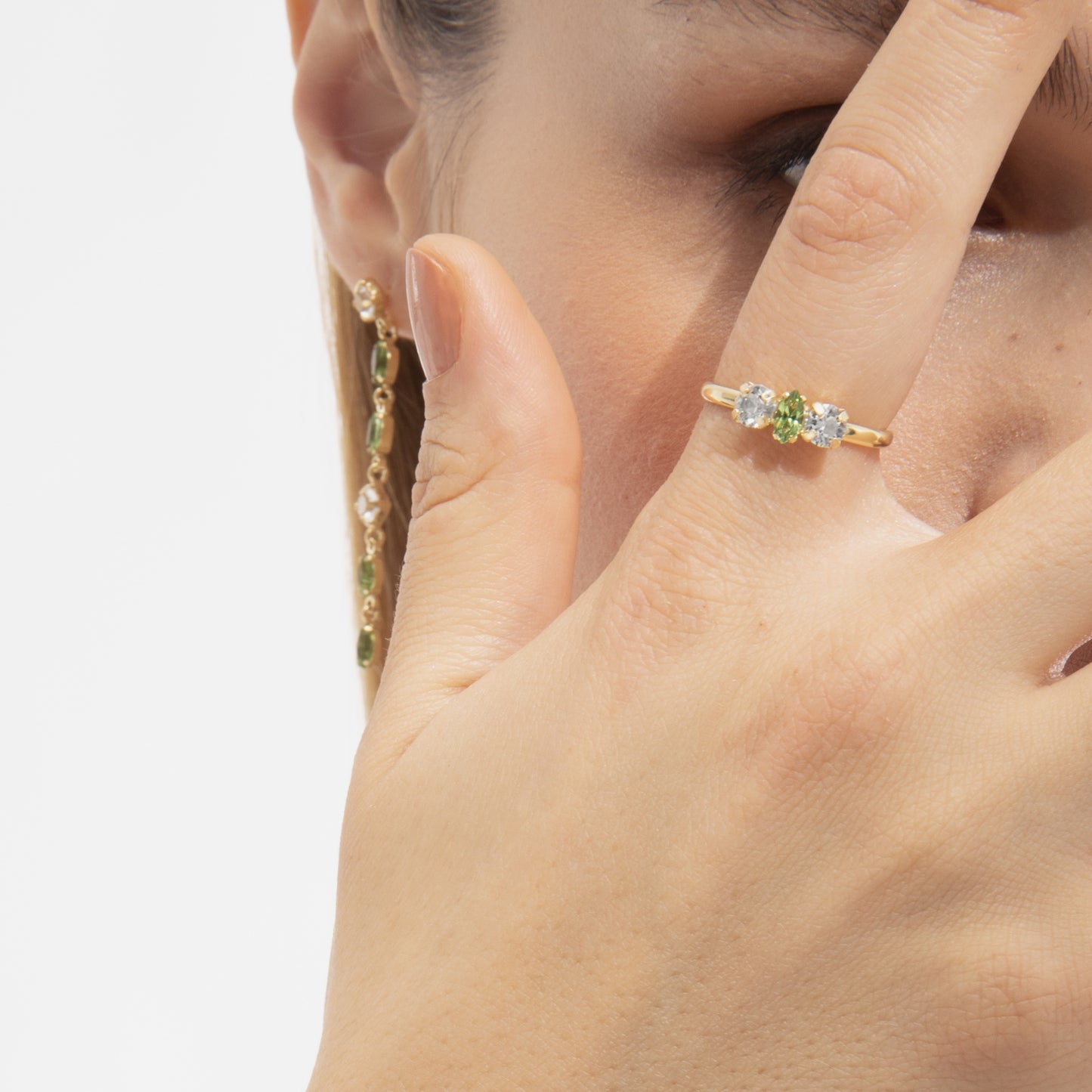 Anillo ajustable Maisie cristal en Plata baño Oro