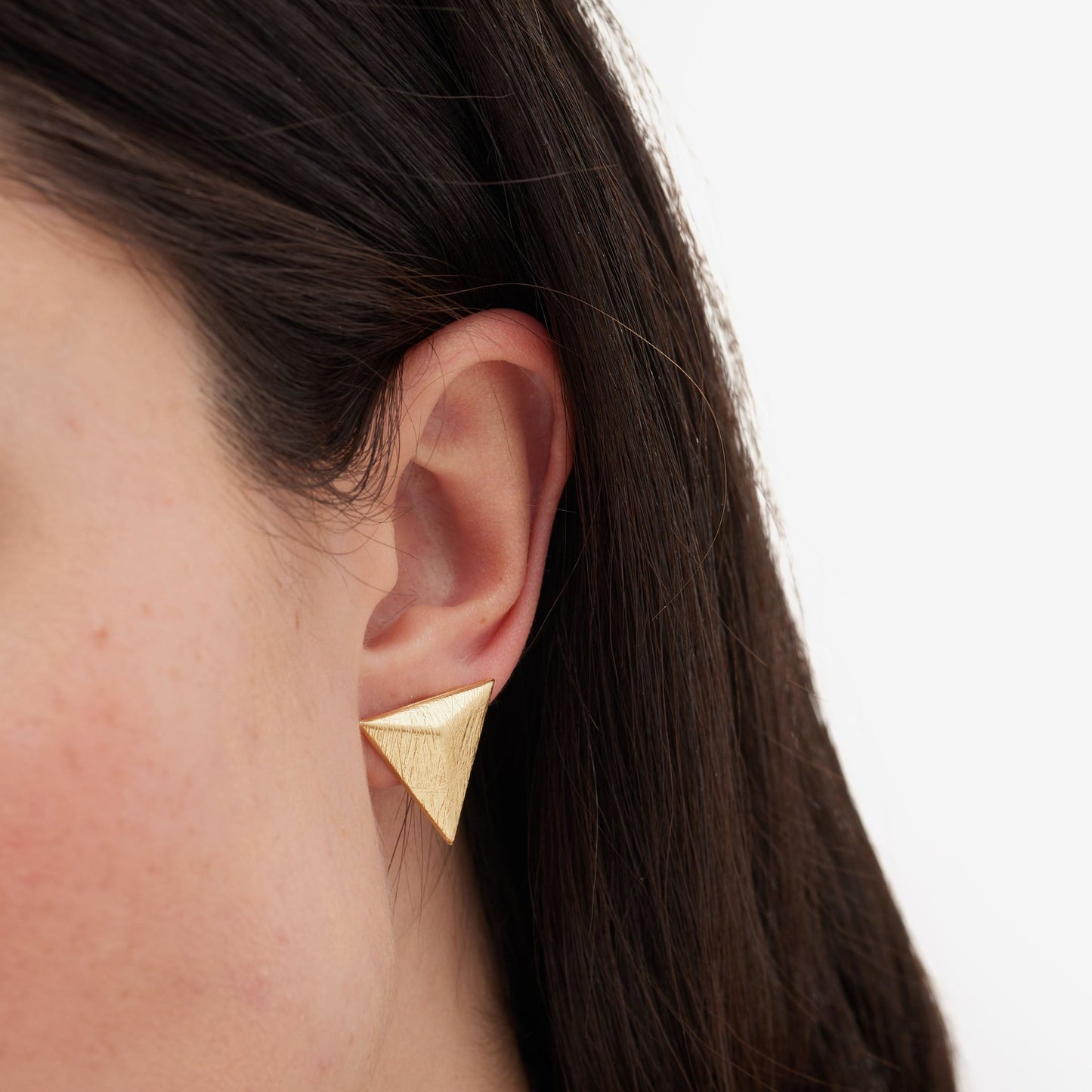 Pendientes botón textura triángulo Good Morning en Plata