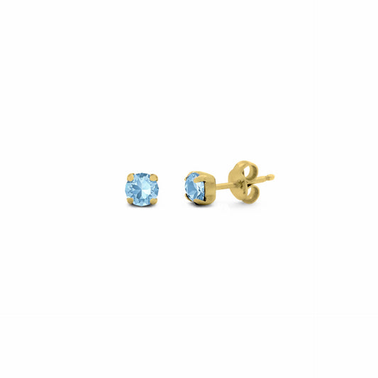 Pendientes botón Celine círculo cristal en Plata baño Oro