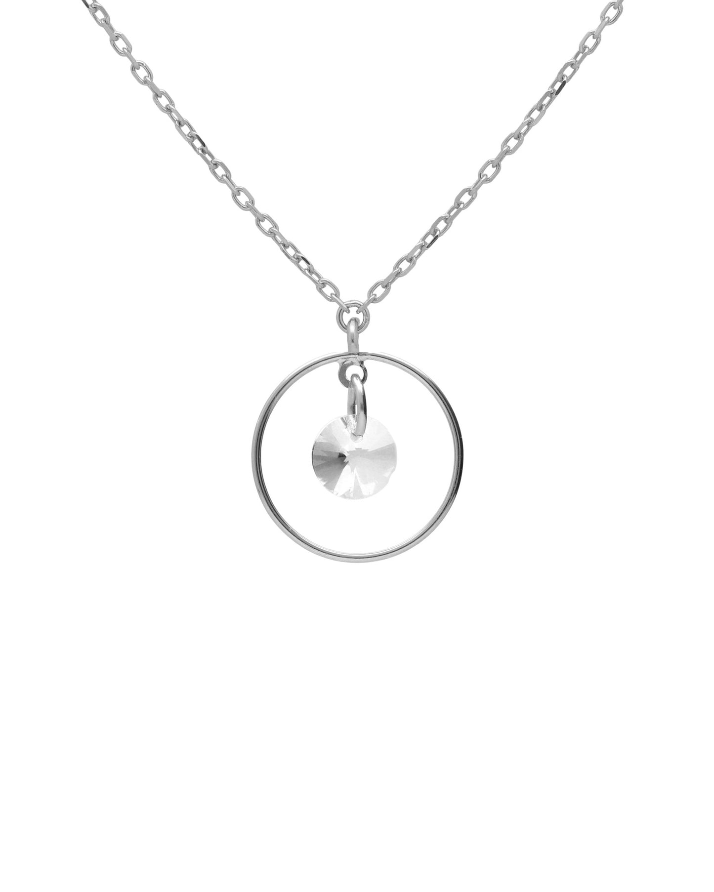 Collar corto Muse círculo con cristal blanco en Plata