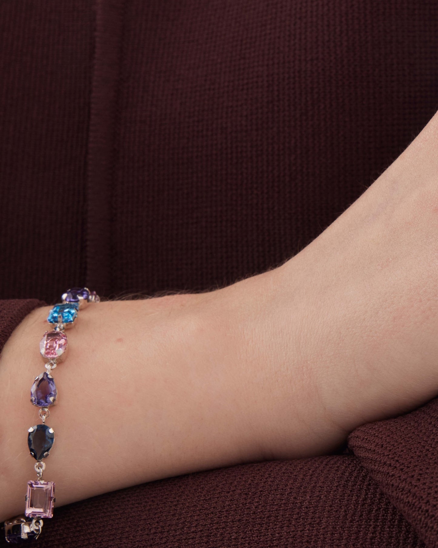 Pulsera Borea con cristal multicolor en Plata baño Rodio