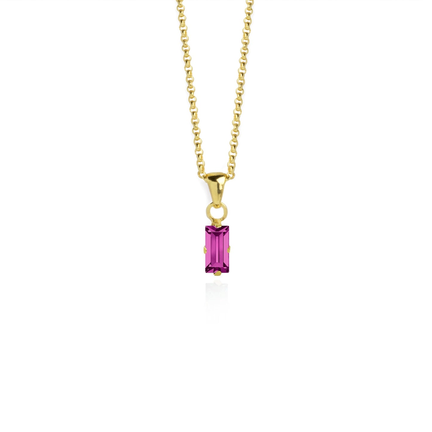 Collar corto Macedonia rectángulo cristal en Plata baño Oro