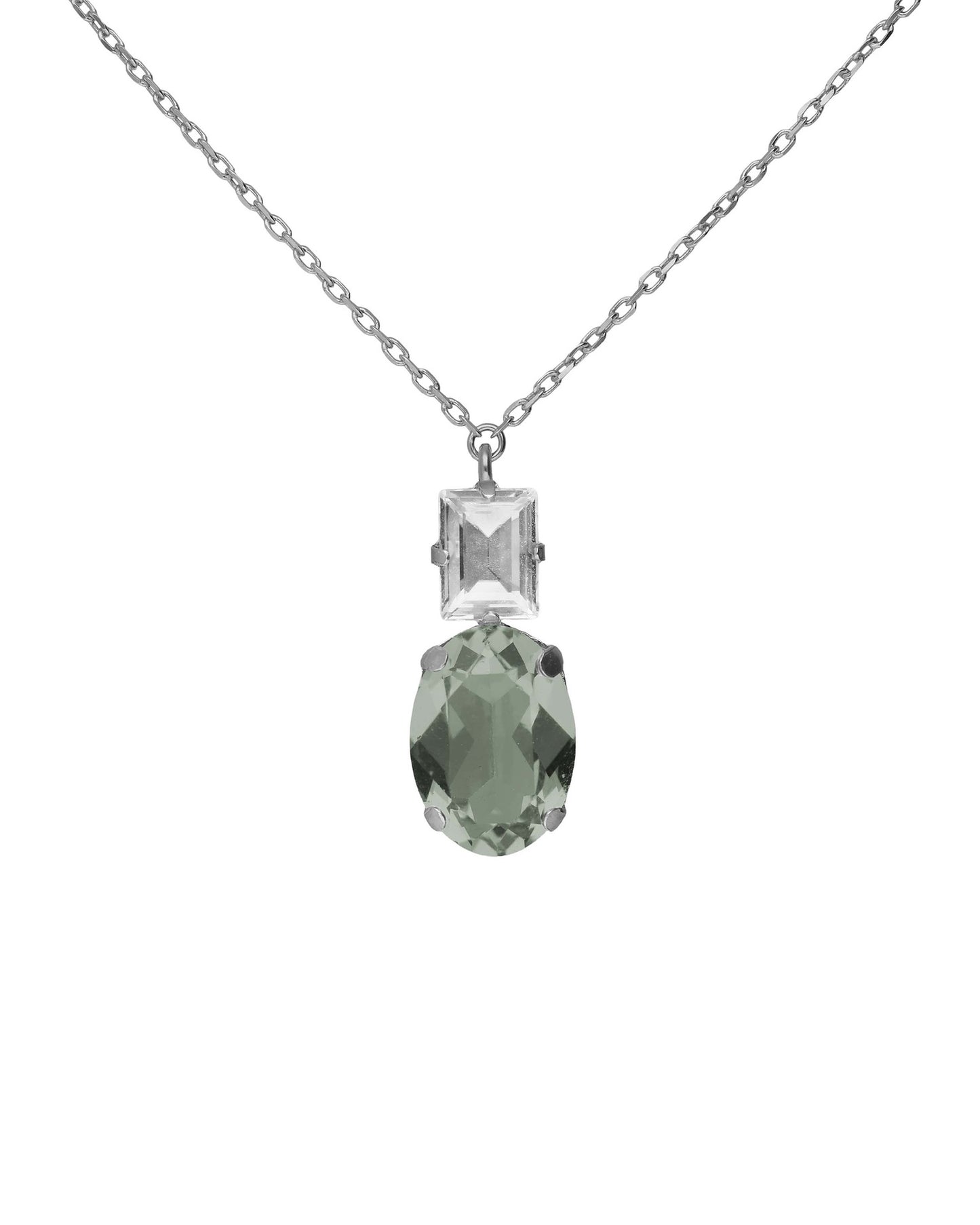 Collar corto oval Ombra con cristal en Plata baño Rodio