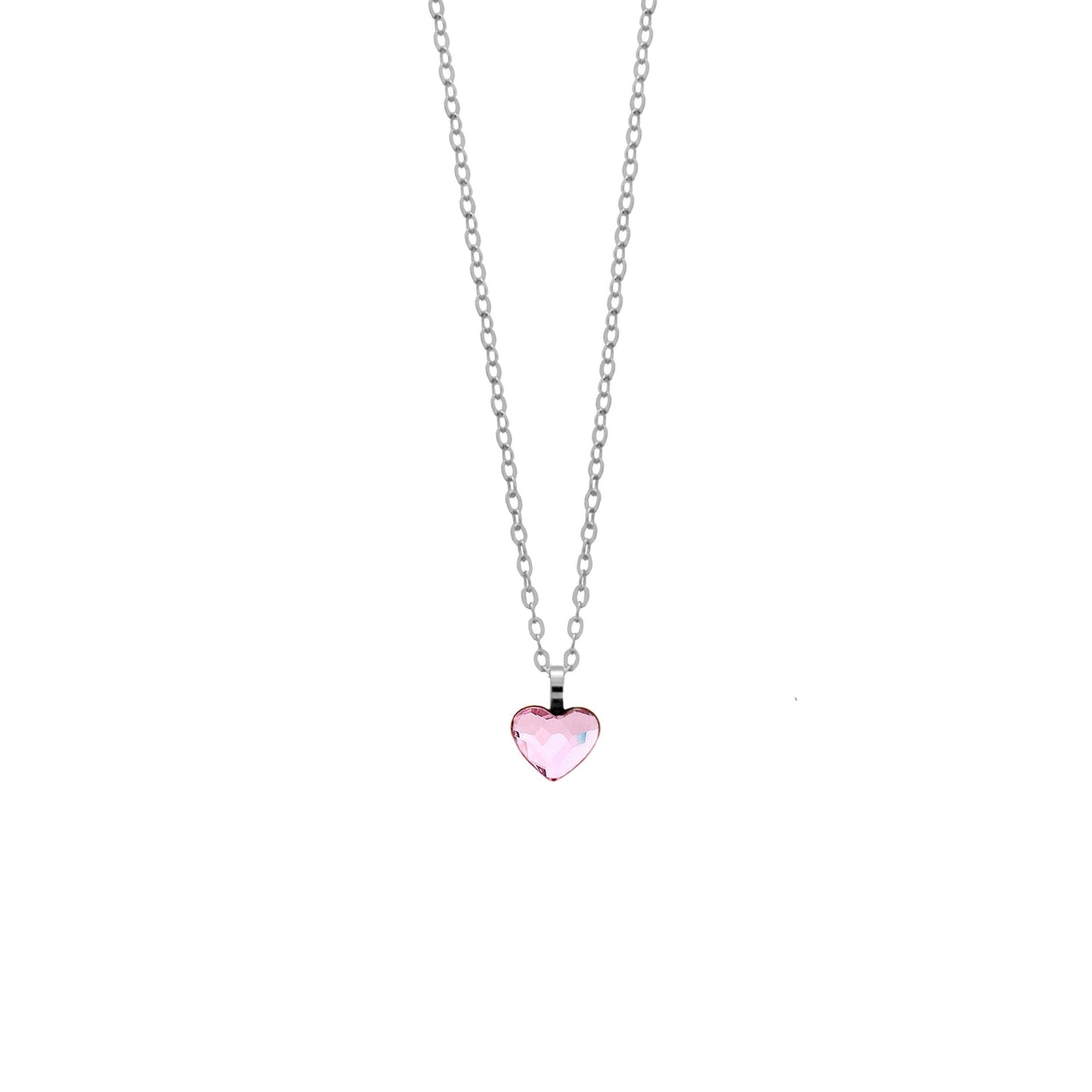Collar corto Cuore corazón pequeño cristal en Plata baño rodio
