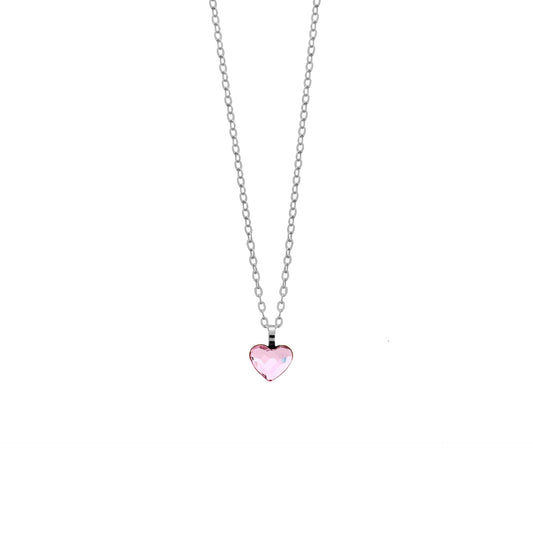Collar corto Cuore corazón pequeño cristal en Plata baño rodio