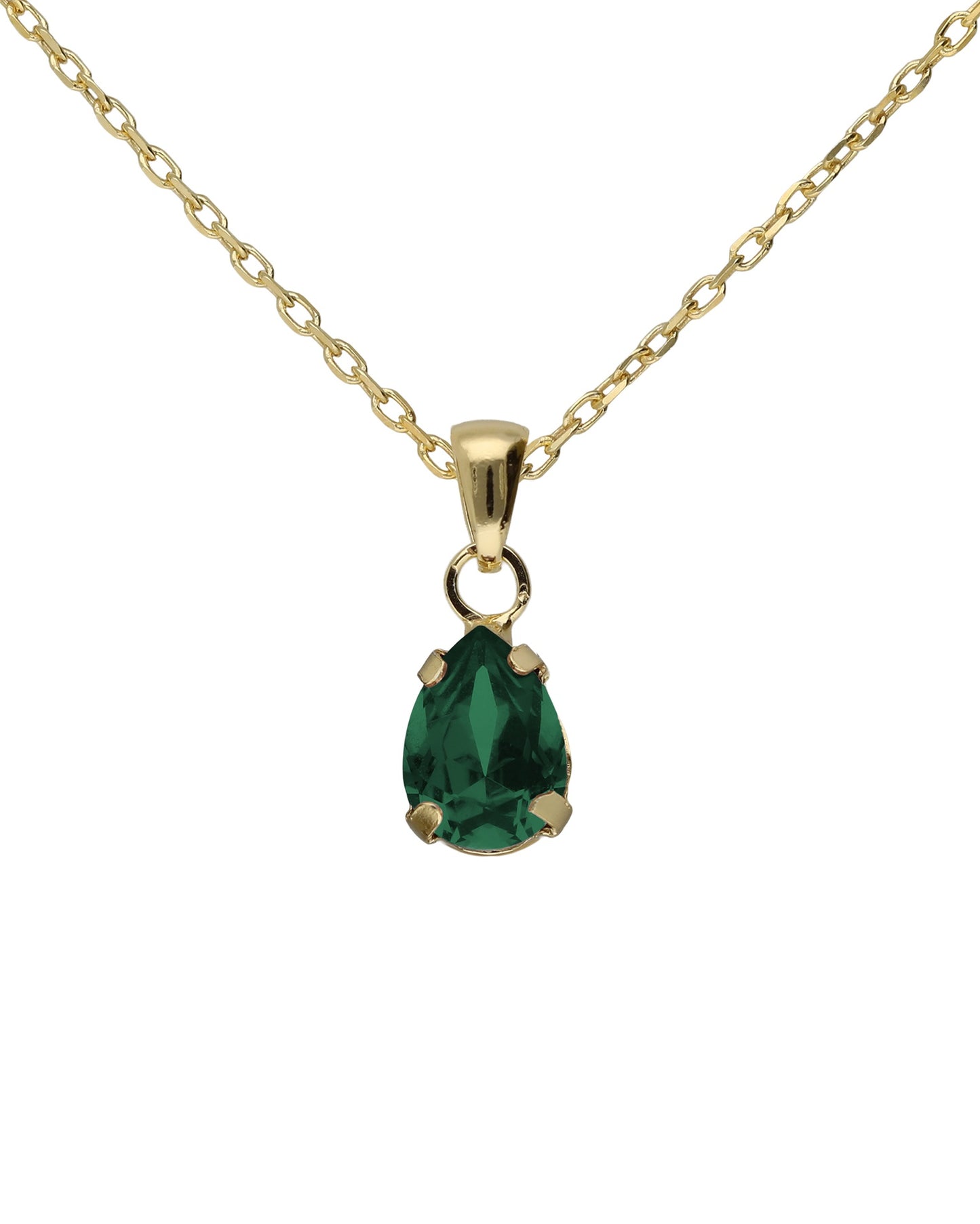 Collar corto lágrima Birthstone con cristal en Plata baño Oro