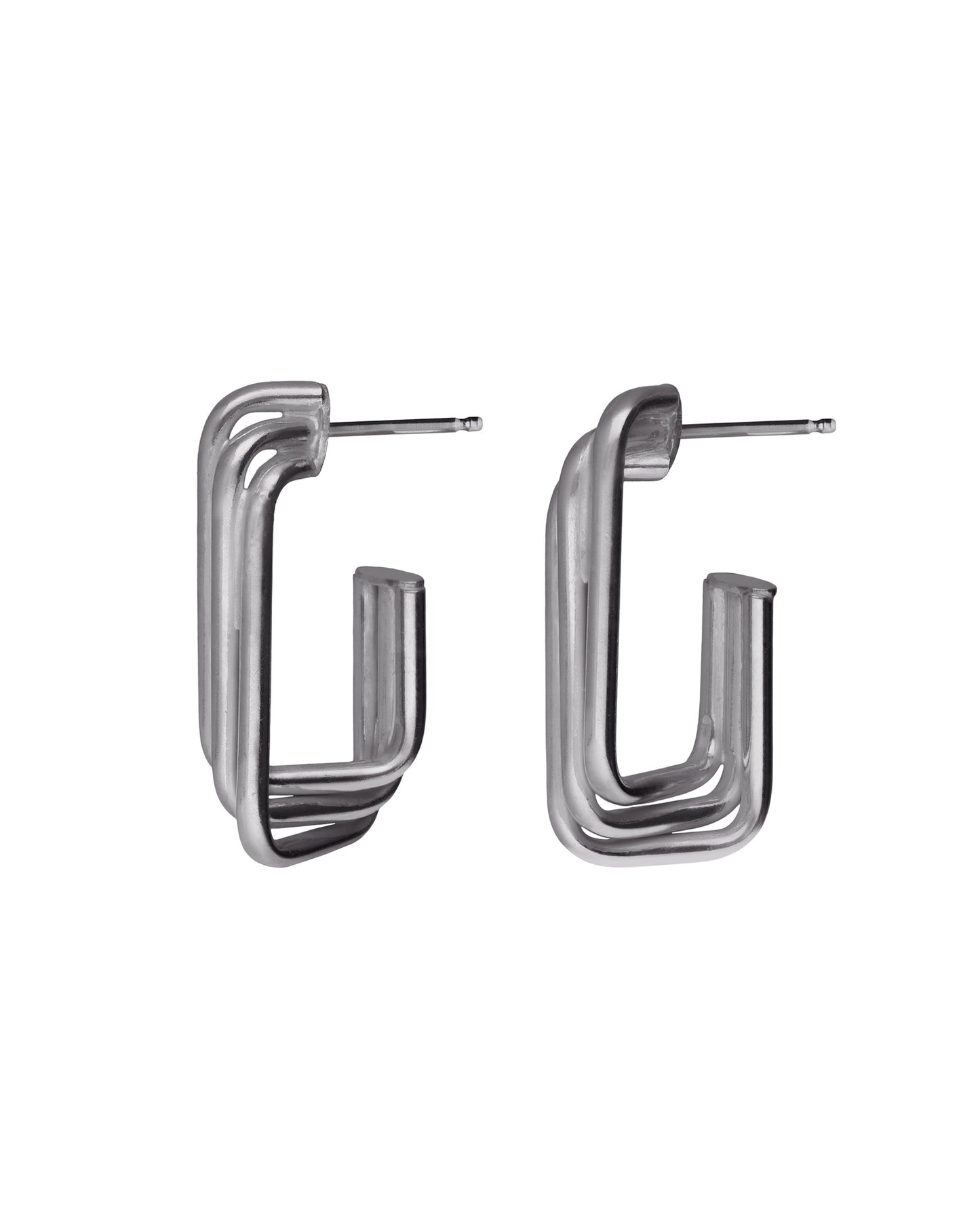 Pendientes aro rectángulo Nivola en Plata
