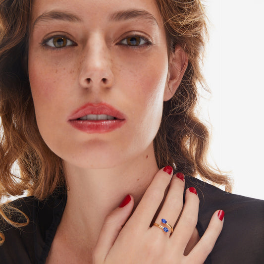 Anillo ajustable Alyssa oval talla S en Plata baño Oro