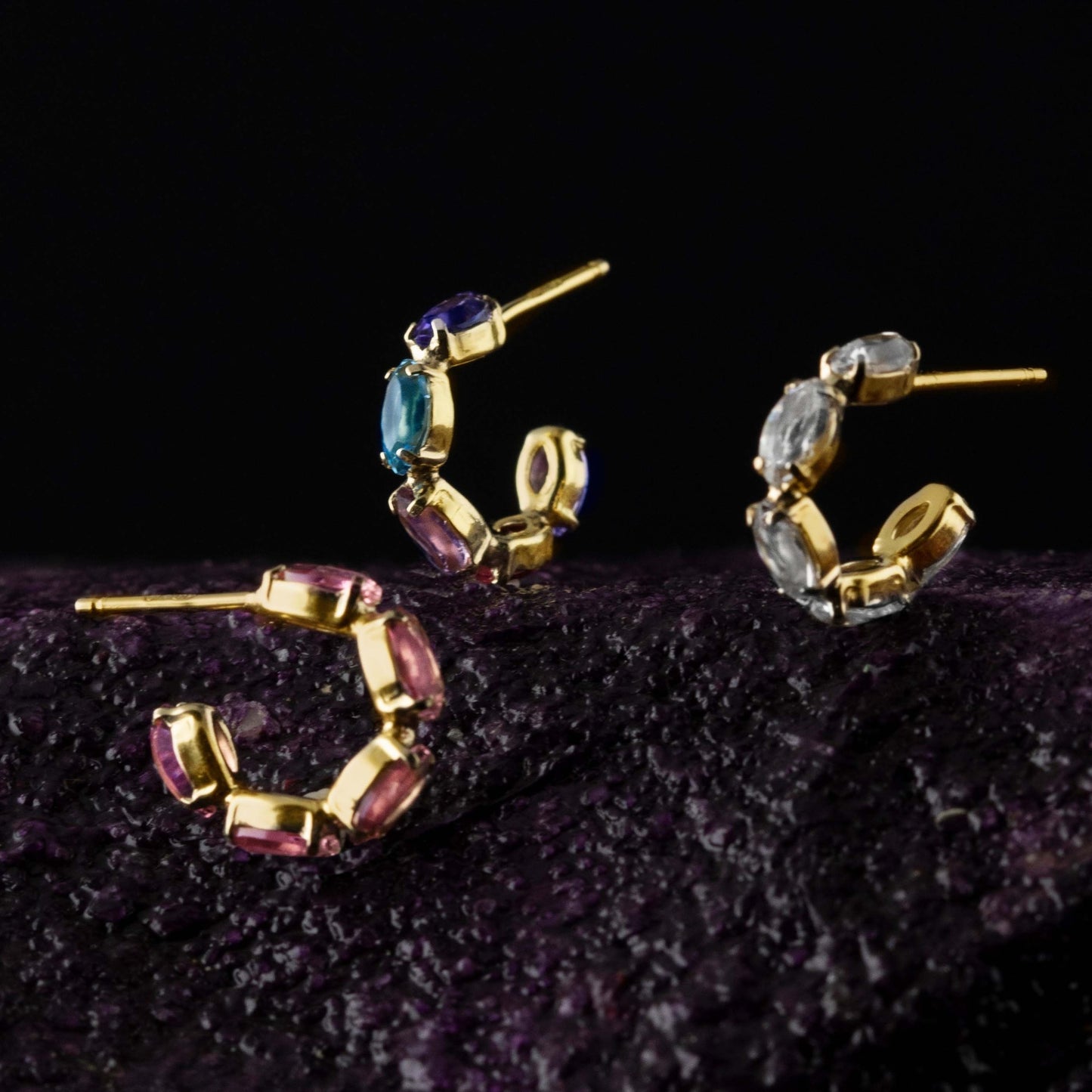 Pendientes aro Arisa cristal 14mm en Plata baño Oro