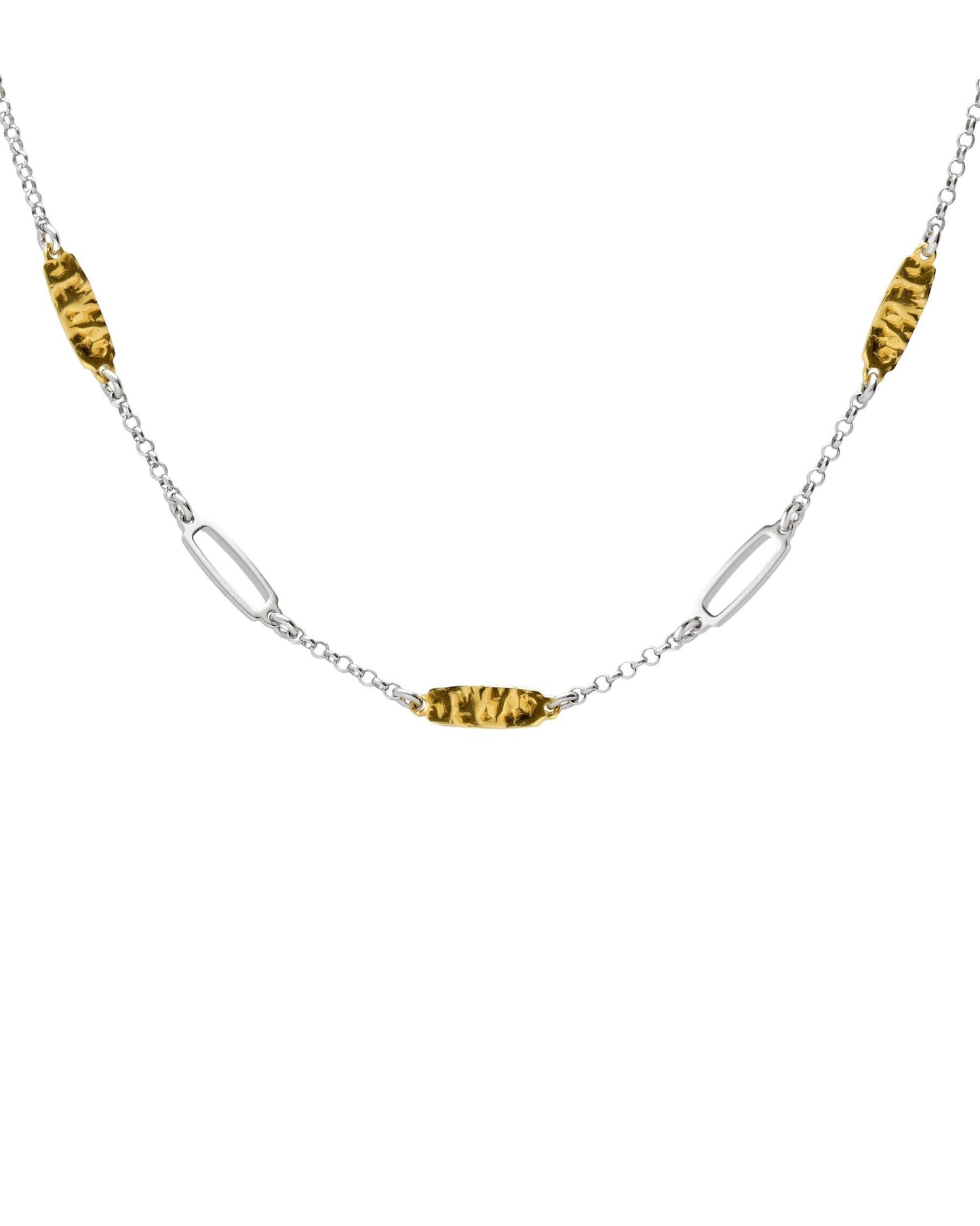 Collar corto Avenue rectángulo textura bicolor en Plata