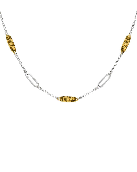 Collar corto Avenue rectángulo textura bicolor en Plata