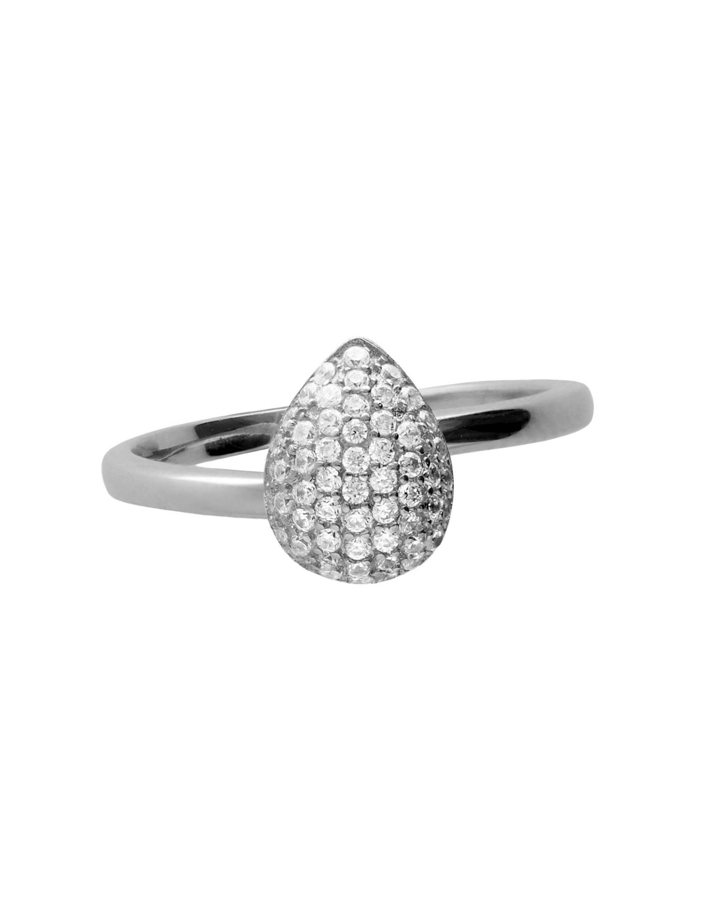 Anillo ajustable Lux gota con circonita blanca en Plata