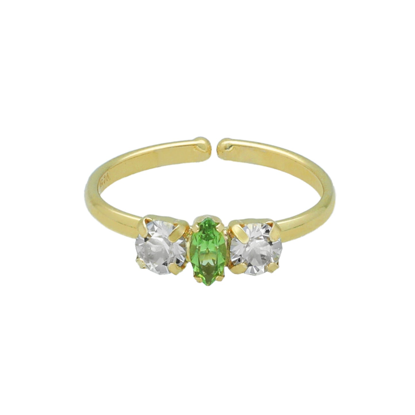 Anillo ajustable Maisie cristal en Plata baño Oro