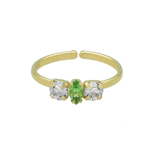 Anillo ajustable Maisie cristal en Plata baño Oro