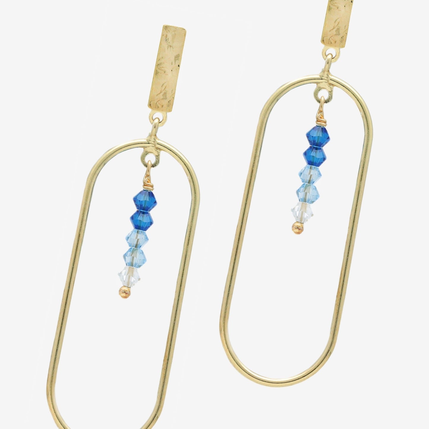 Pendientes largos Anya textura oval cristal en Plata baño Oro