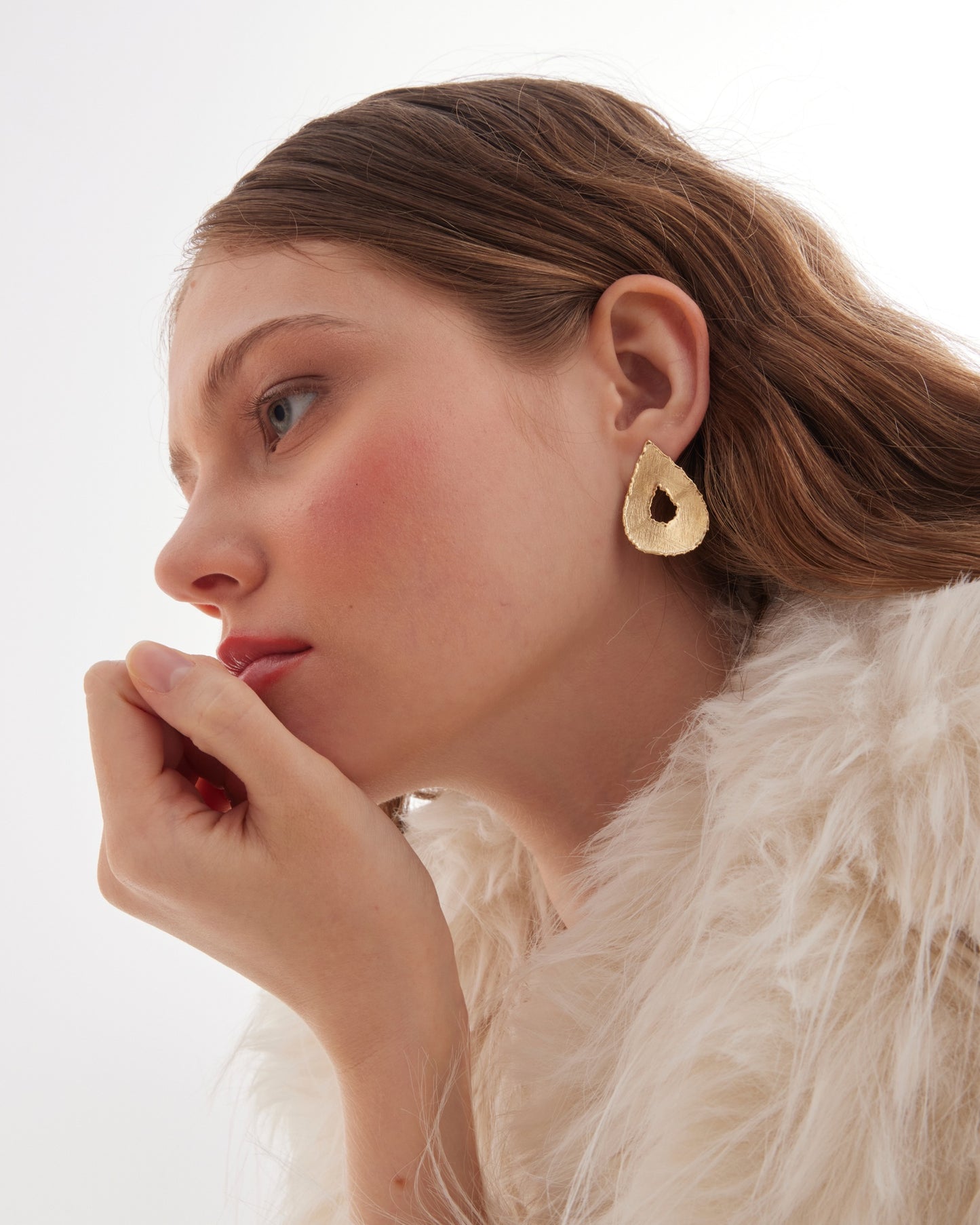 Pendientes largos textura lágrima Alaska en Plata